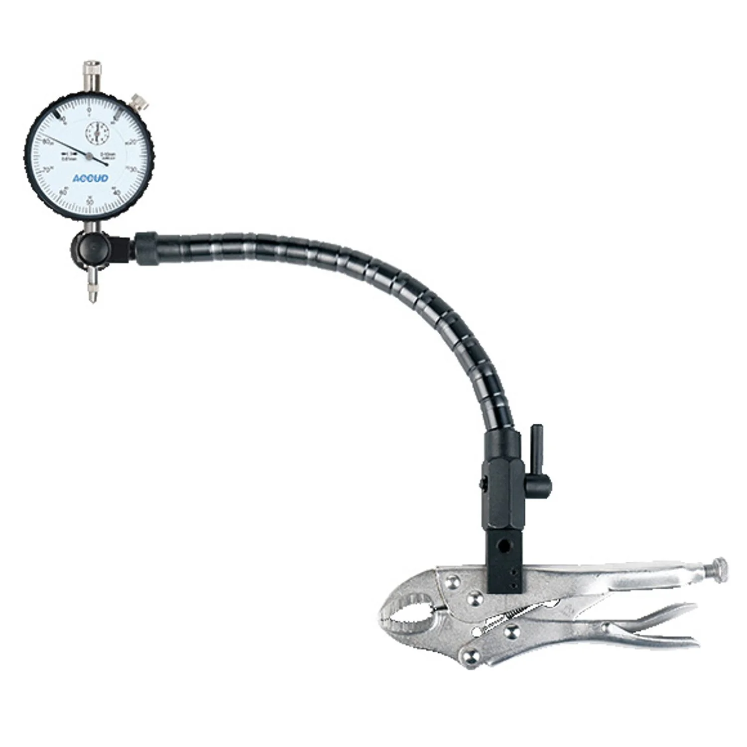 AC280-201-03.webp 3PC MEASURING SET 10MM DIAL INDICATOR FLEX ARM and LOCKING PLIER - Image 1