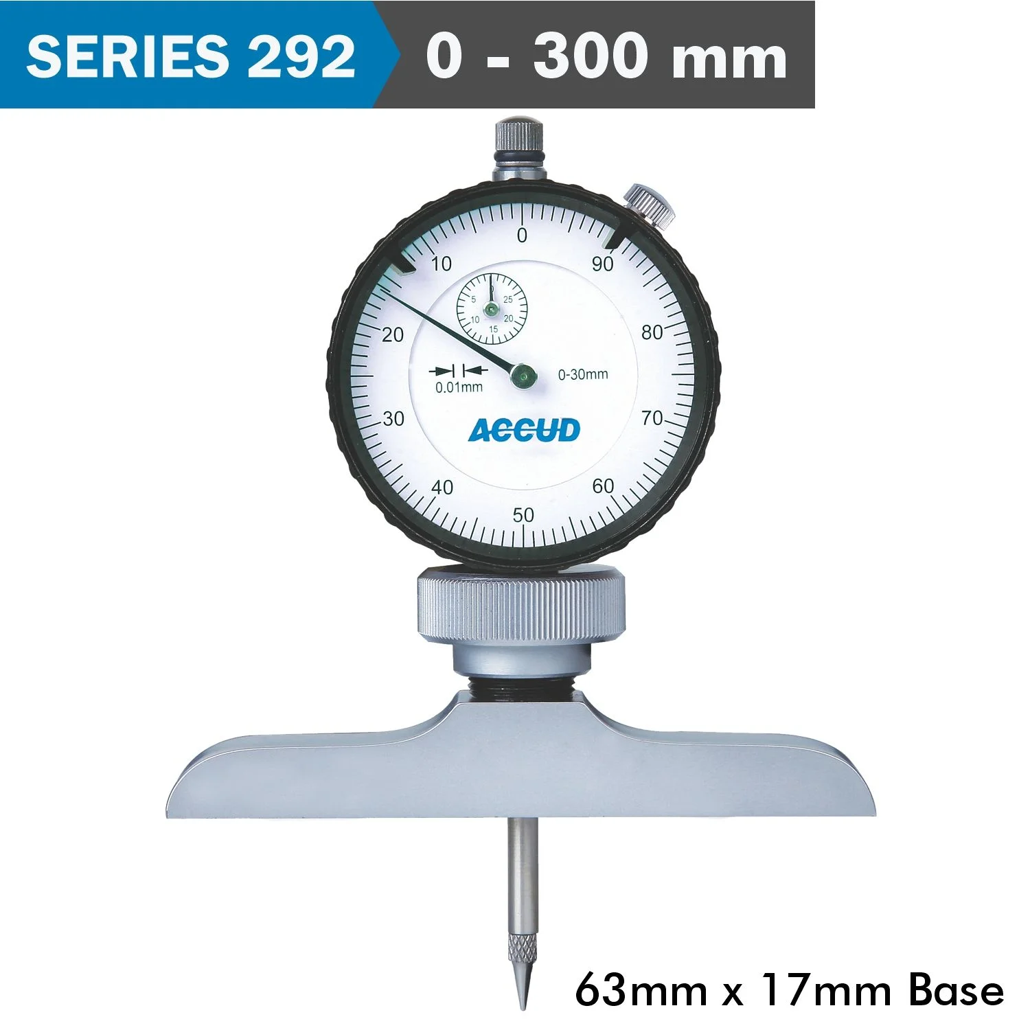 AC292-300-11.webp DIAL DEPTH GUAGE 300MM 0.01MM GRAD. 63X 17MM BASE - Image 1