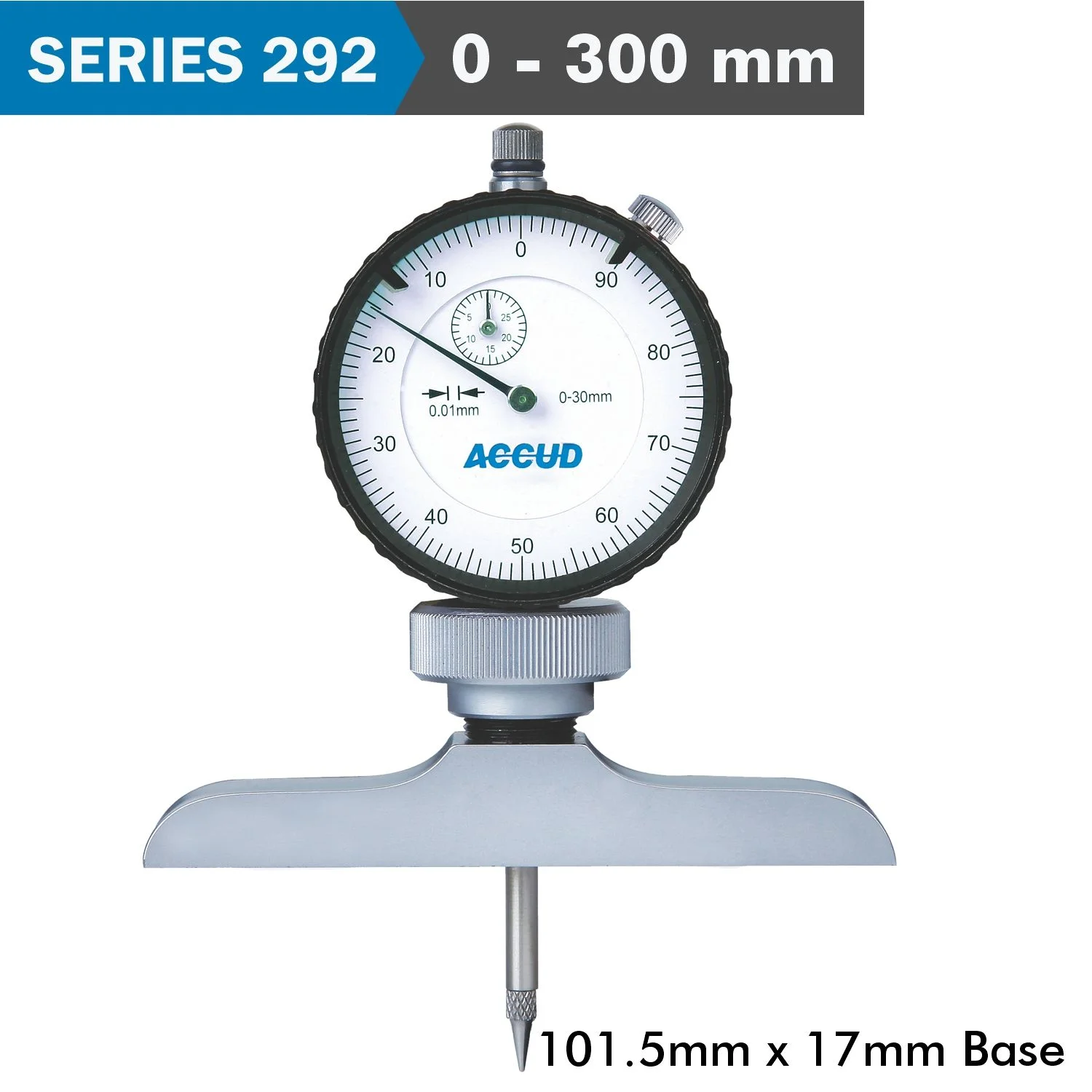 AC292-300-12.webp DIAL DEPTH GUAGE 300MM 0.01MM GRAD. 101.5X 17MM BASE - Image 1