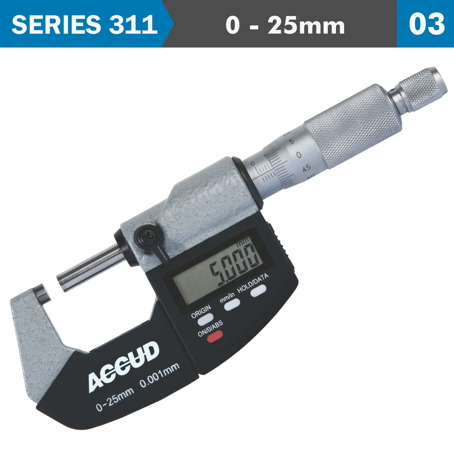 AC311-001-03.webp DIGITAL OUTSIDE MICROMETER 0-25MM 0.001M - Image 1