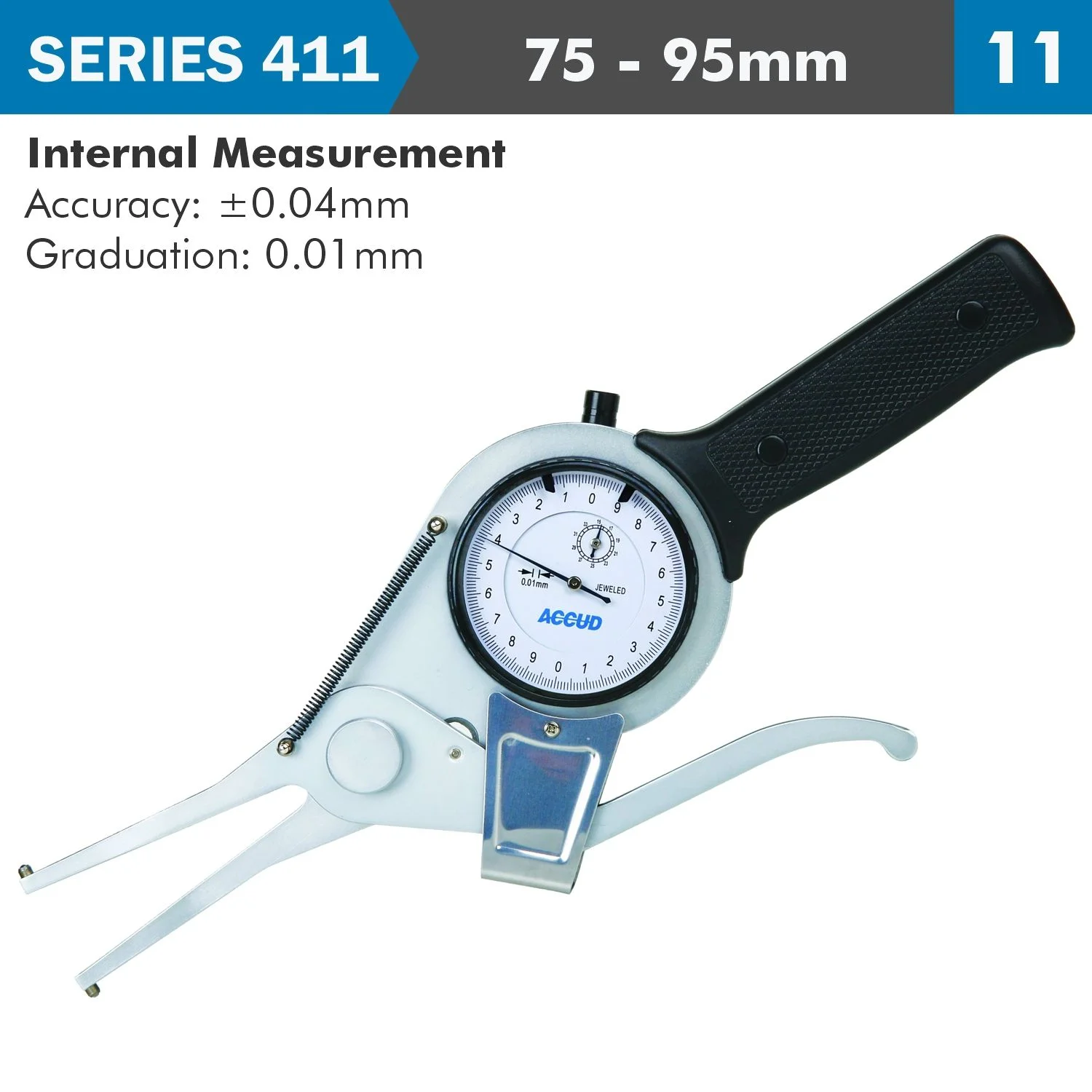 AC411-095-11.webp INT. DIAL CALIPER GAUGE 75-95MM 0.04MM ACC. 0.01MM GRAD. JAW LENGTH 10 - Image 1