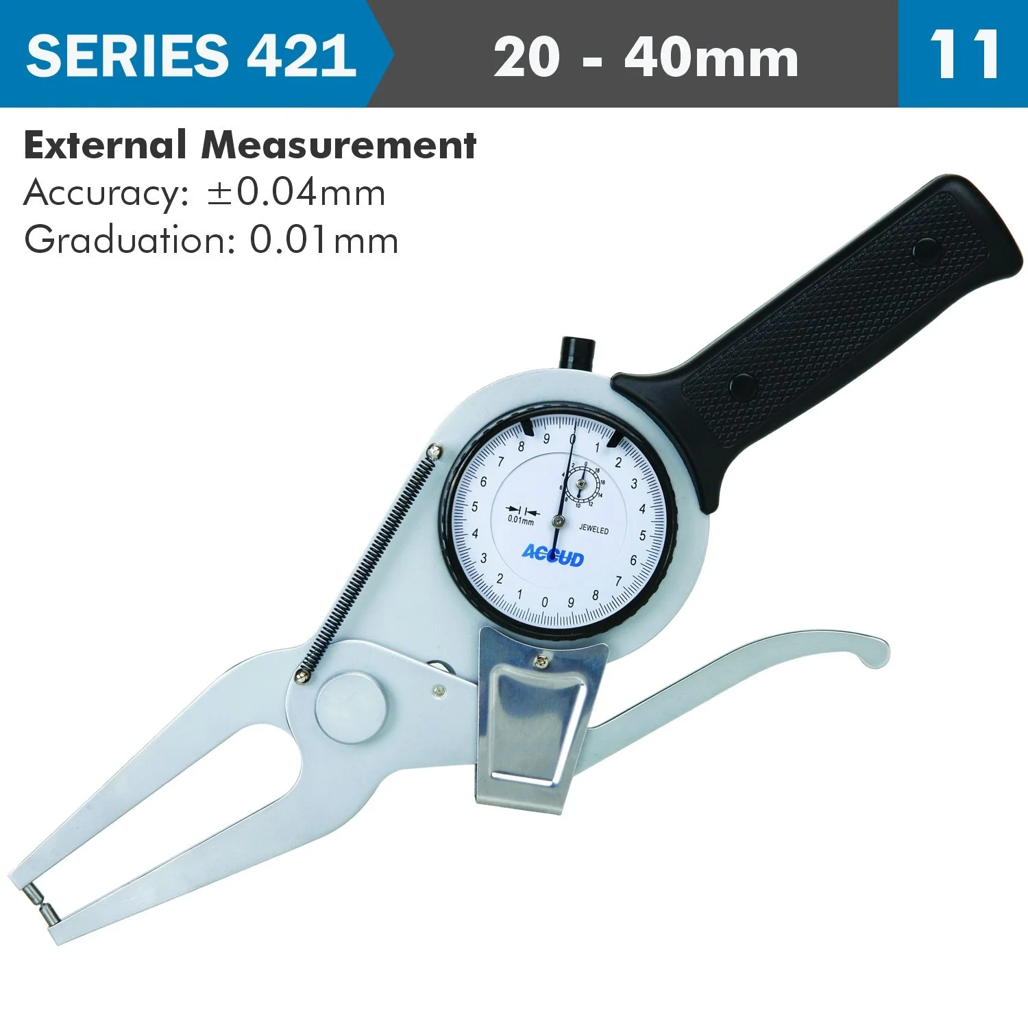 AC421-040-11.webp EXT. DIAL CALIPER GAUGE 20-40MM 0.04MM ACC. 0.01MM GRAD. JAW LENGTH 60 - Image 1