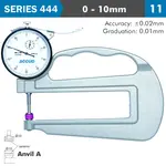 THICKNESS GAUGE 10MM 0.02MM ACC. LARGE DEPTH CERAMIC ANVIL 0.01MM GRAD