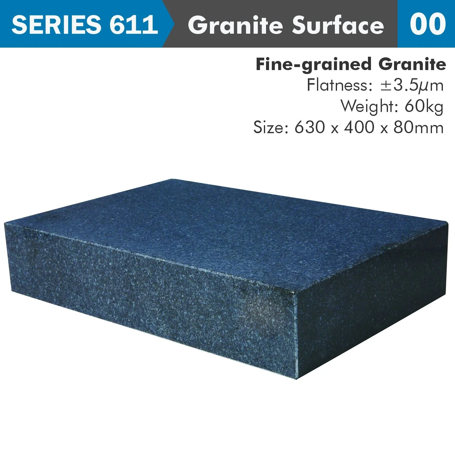 AC611-064-00.webp GRANITE SURFACE PLATE GRADE 00 630X400X80MM 60KG 0.0035MM FLAT - Image 1