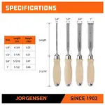 JORGENSEN 4PC WOOD CHISELS SET INCL. 1/4″/ 1/2″ / 3/4″ / 1″ CHISEL - Image 3