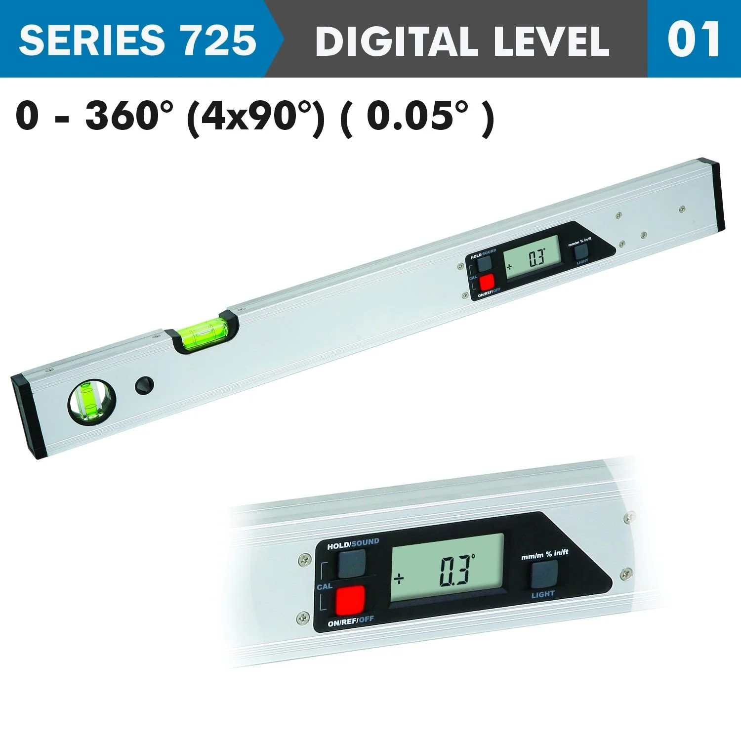 AC725-360-01.webp DIGITAL LEVELER 360DEG 585X60MM 0.05 DEG. RES. - Image 1