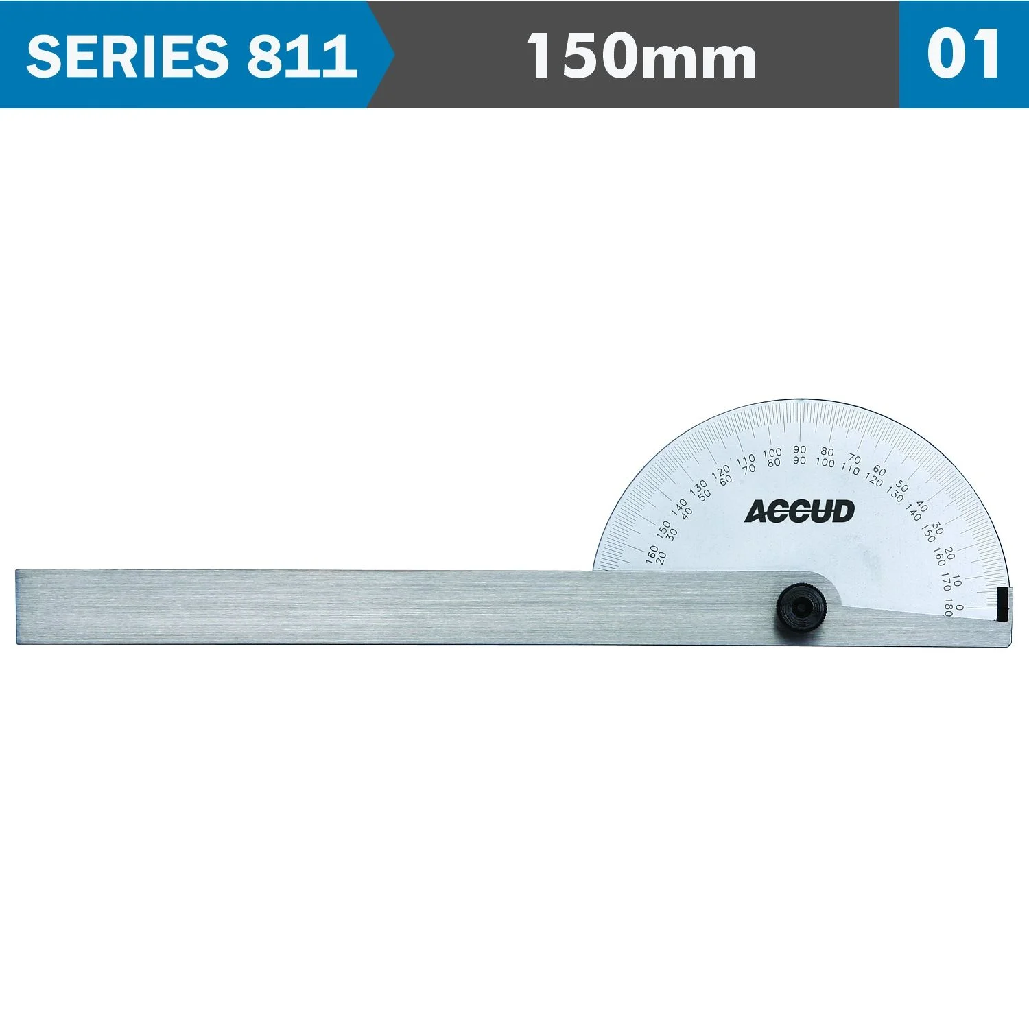 AC811-180-01.webp PROTRACTOR 85X150MM 180 DEG. 0.3 DEG. ACC. 1 DEG GRAD. - Image 1