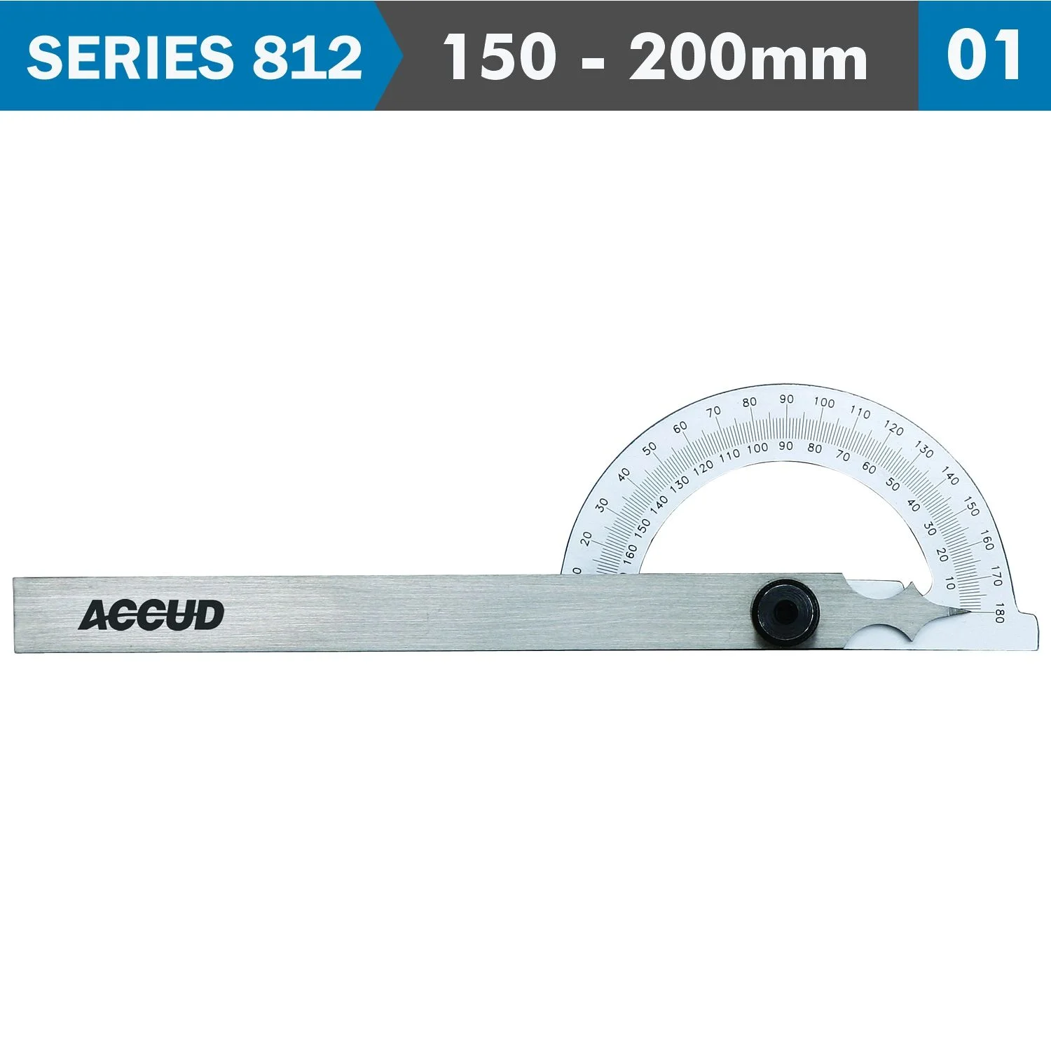 AC812-006-01.webp PROTRACTOR 150X 200MM 180 DEG. 0.3 DEG ACC. 1 DEG. GRAD. - Image 1
