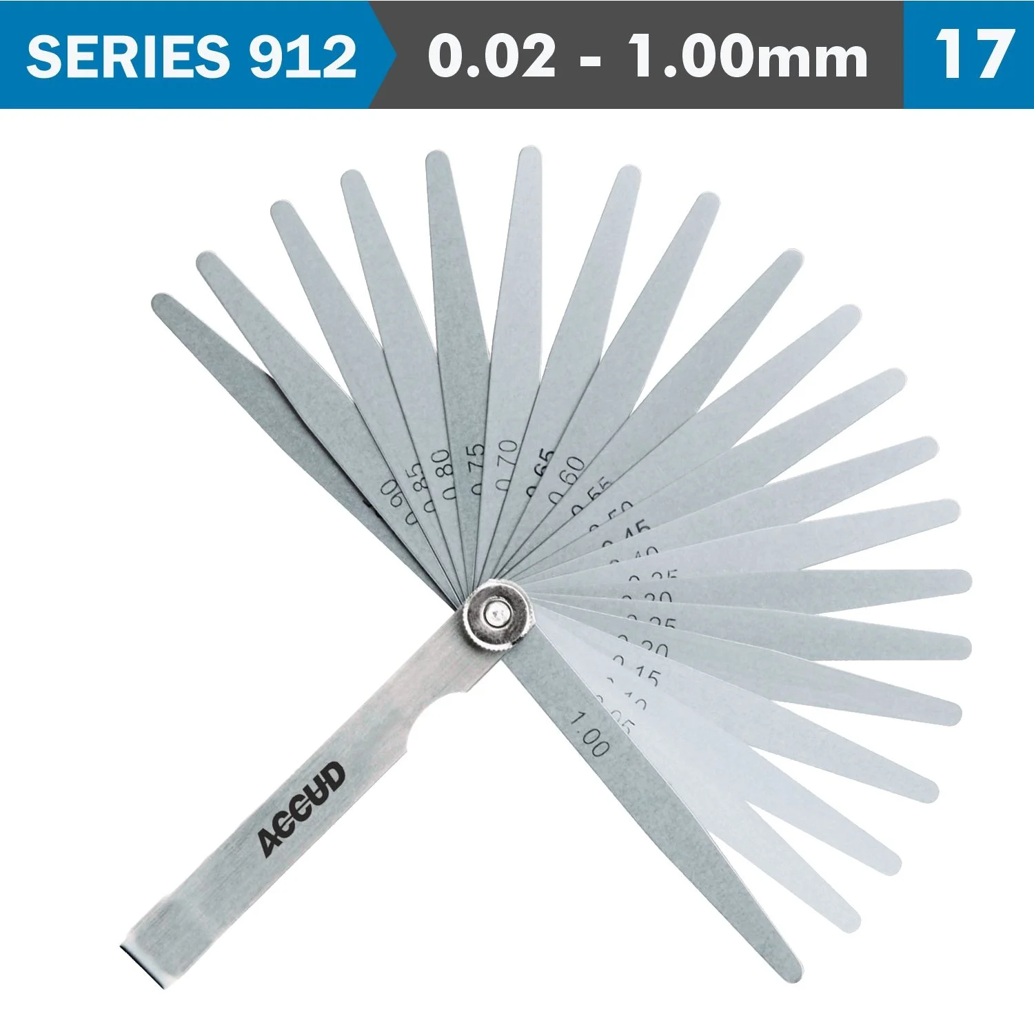 AC912-100-17.webp FEELER GAUGE 100MM 0.02 - 1.00MM 17 LEAVES DIN2275 - Image 1