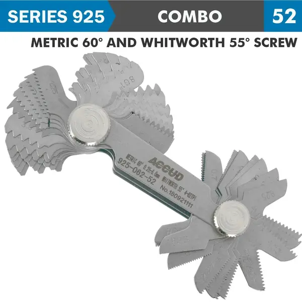 PITCH GAUGE METRIC 0.25-6MM and 4-62TPI 52 LEAVES 60DEG. AND WHITWORTH 5
