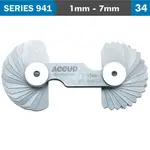 RADIUS GAUGE 1-7MM 17X2 LEAVES 0.03MM ACC. CONCAVE and CONVEX SURFACE