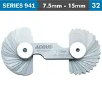 RADIUS GAUGE 7.5MM-15MM 16 X 2 LEAVES 0.03MM ACC. CONCAVE and CONVEX SUR