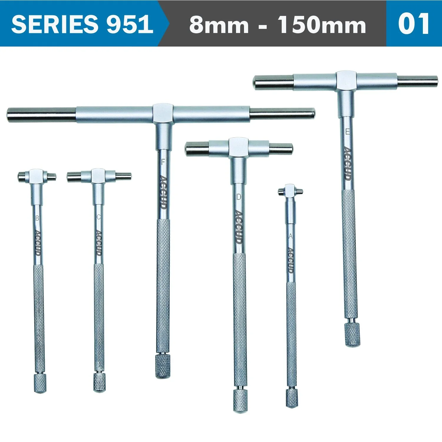 AC951-006-01.webp TELESCOPIC GAUGE SET 6PC SATIN CHROME FINISH - Image 1