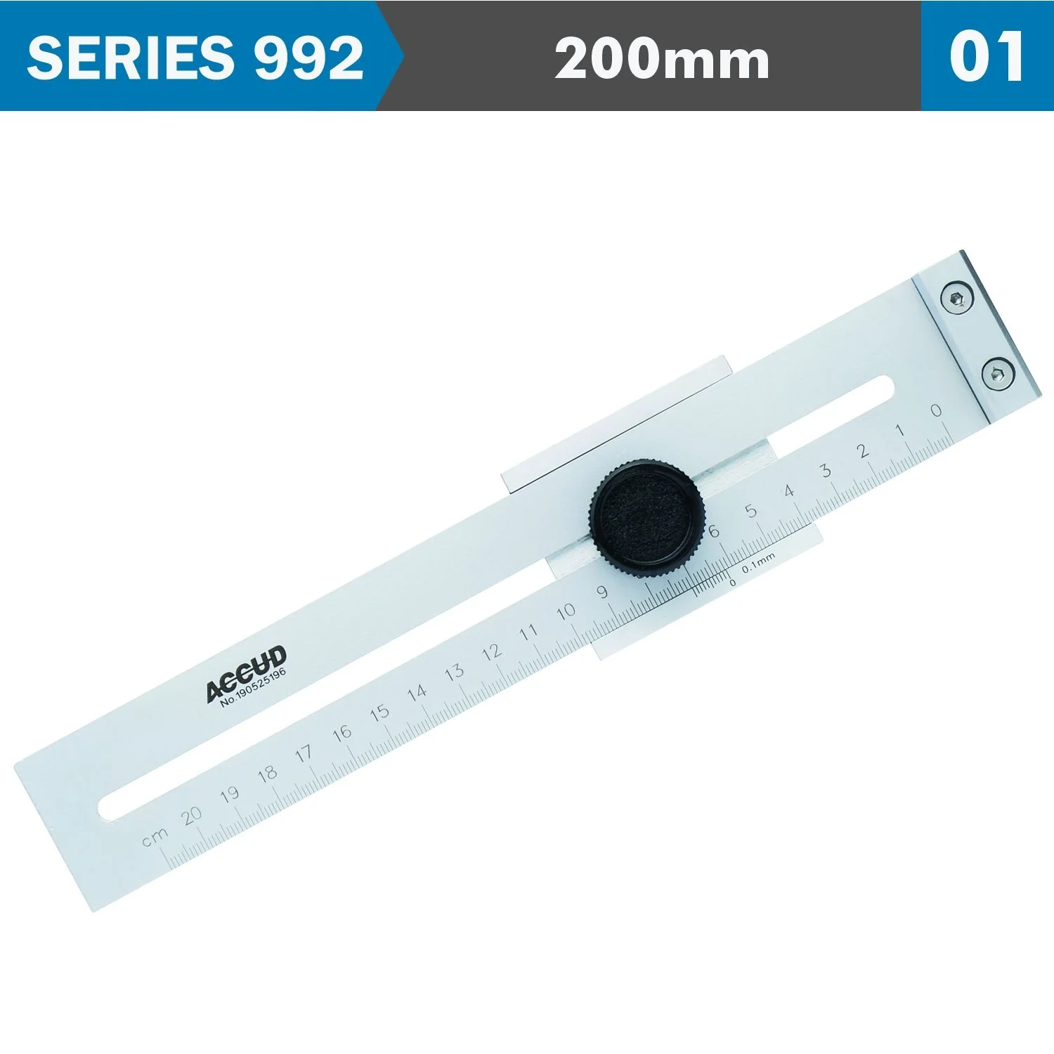 AC992-008-01.webp MARKING GAUGE 200MM 0.1MM ACC. 0.1MM GRAD. S/STEEL - Image 1