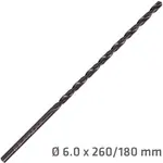 HSS DRILL BIT 6MM 260 X 180 EXTRA LONG