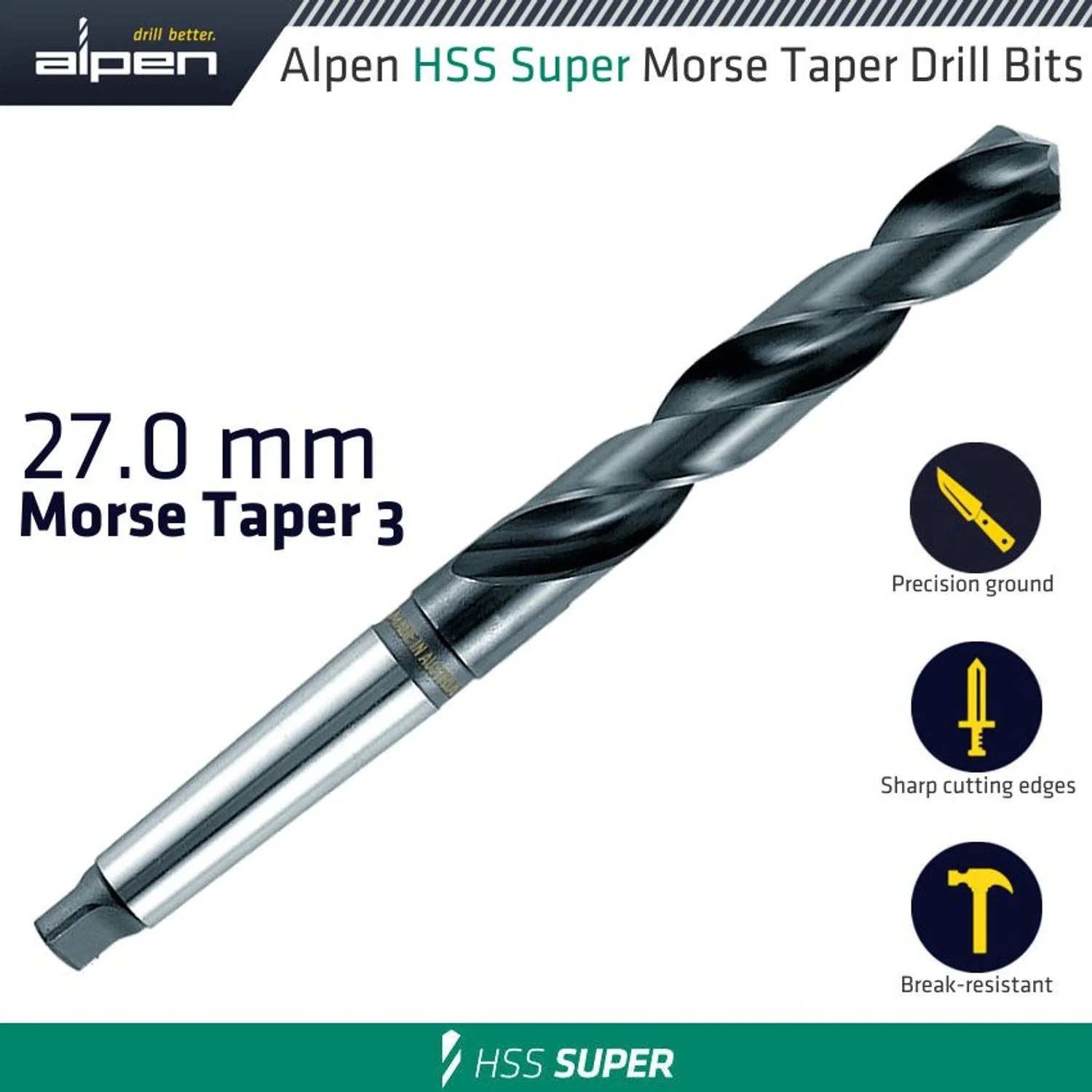 ALP20227.webp HSS SUPER 27MM MORSE TAPER 3 SHANK - Image 1