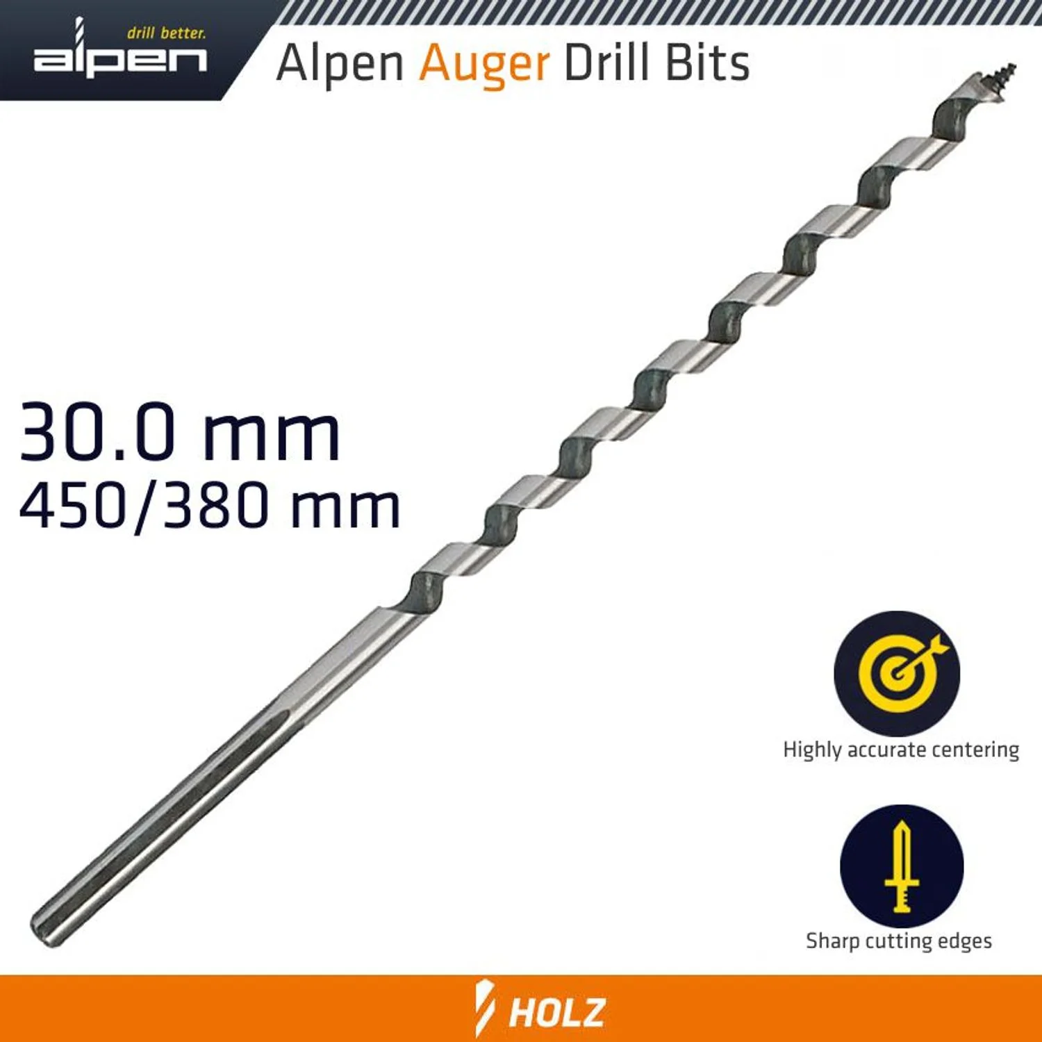 ALP22630.webp WOOD AUGER DRILL BIT 30 X 450MM - Image 1