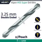 HSS SUPER DRILL BIT DOUBLE ENDED 3.25MM 2/POUCH