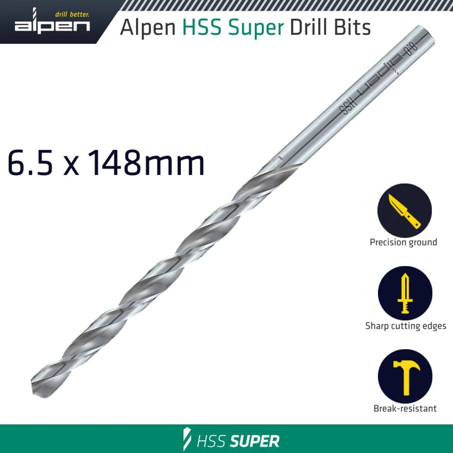 ALP551065.webp HSS DRILL BIT LONG 6.5 X 148MM BULK - Image 1