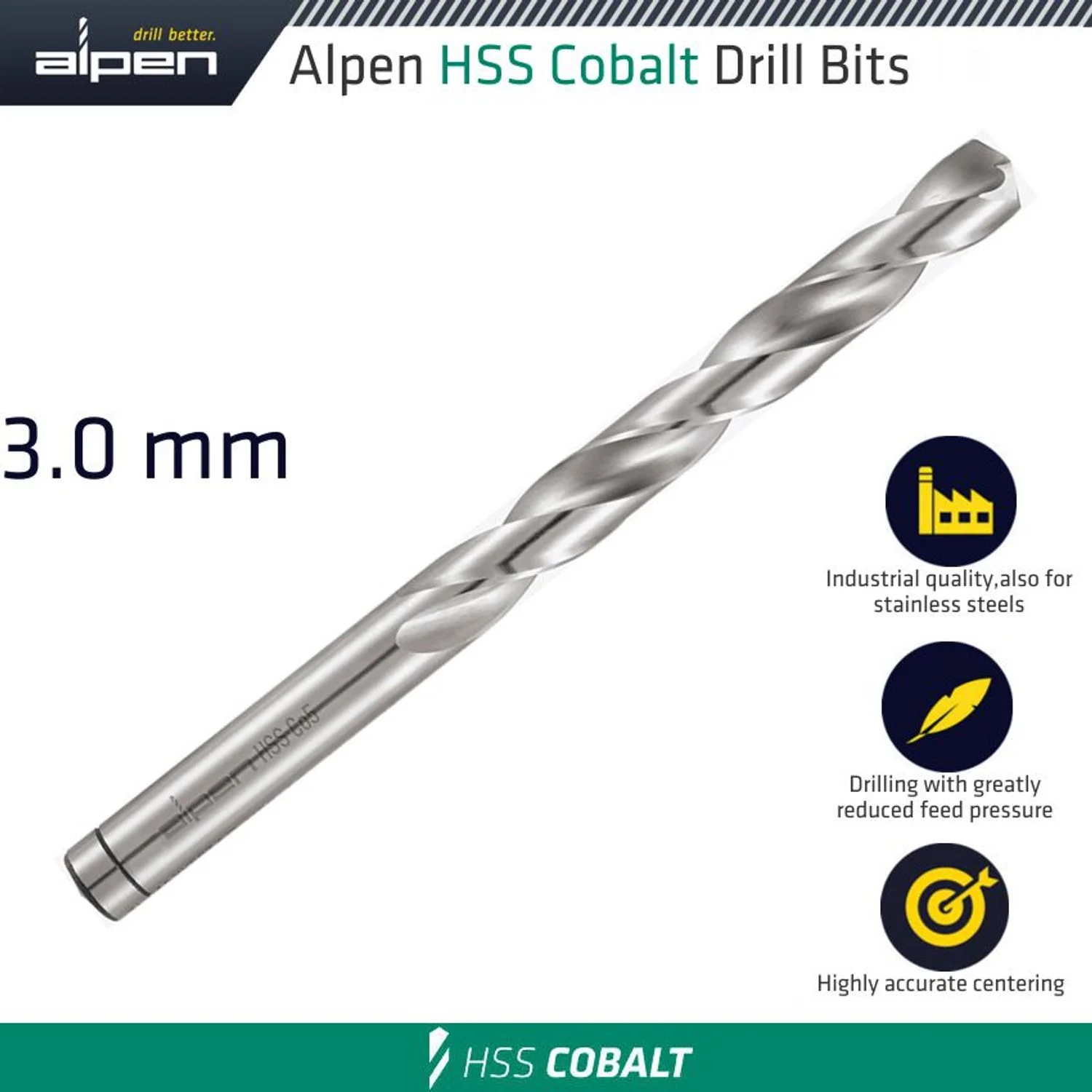 ALP6130030.webp HSS COBALT DIN 338 3.0MM BULK - Image 1