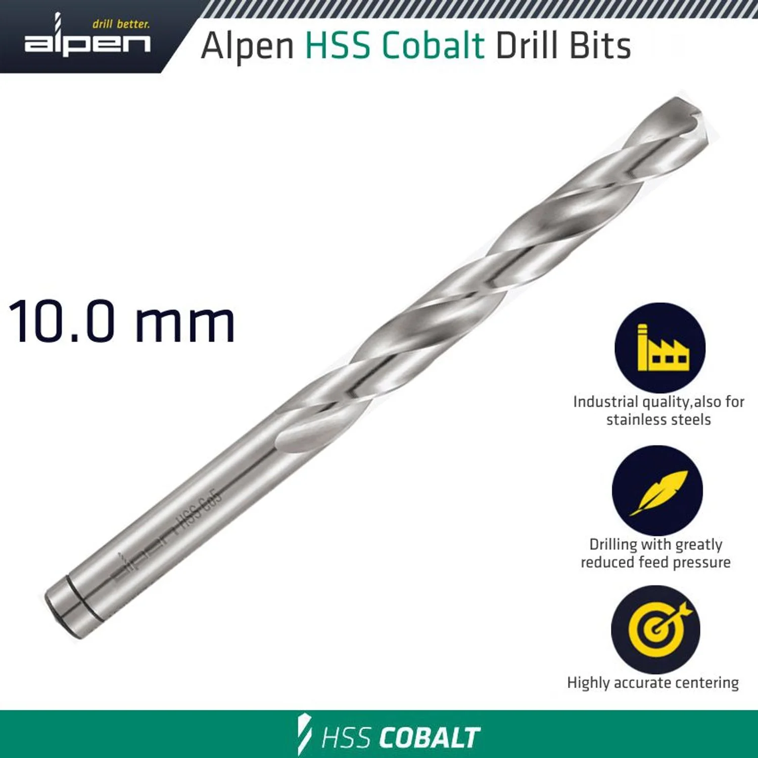 ALP6130100.webp HSS COBALT DIN 338 10.00MM BULK - Image 1
