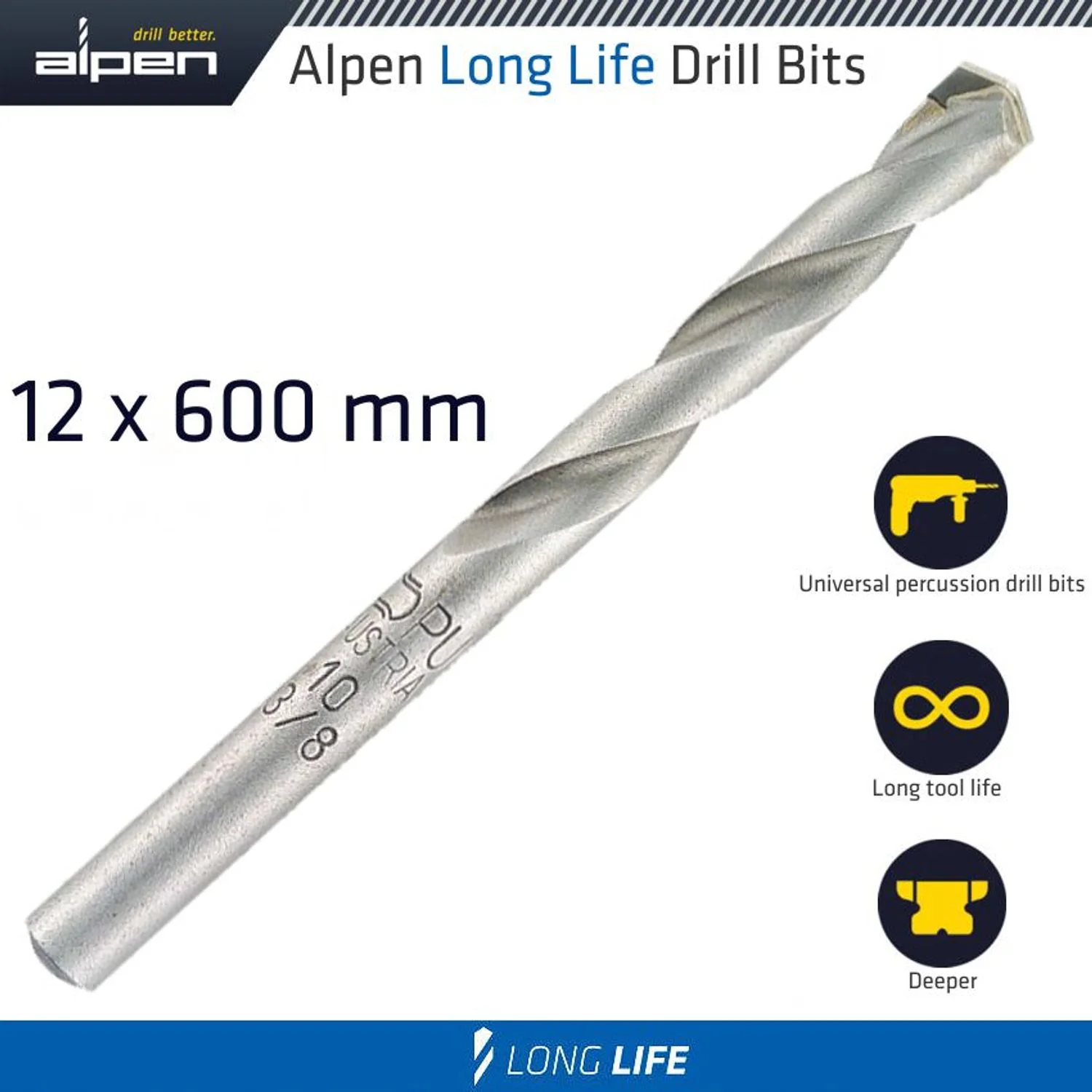 ALP61712.webp MASONRY DRILL BIT LONG LIFE 12 X 600MM POUCH - Image 1