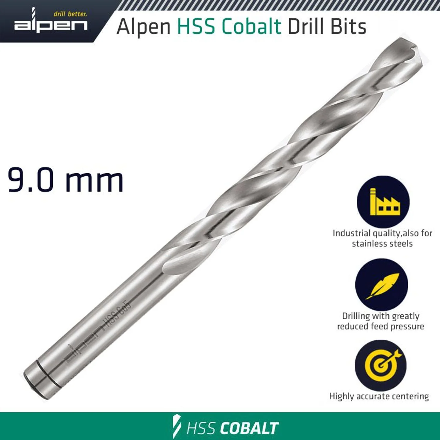 ALP62309.webp HSS COBALT DRILL BIT 9.0MM - Image 1