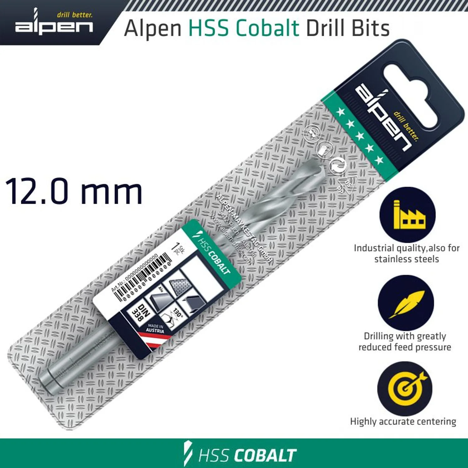ALP62312.webp HSS COBALT DRILL BIT 12MM - Image 1