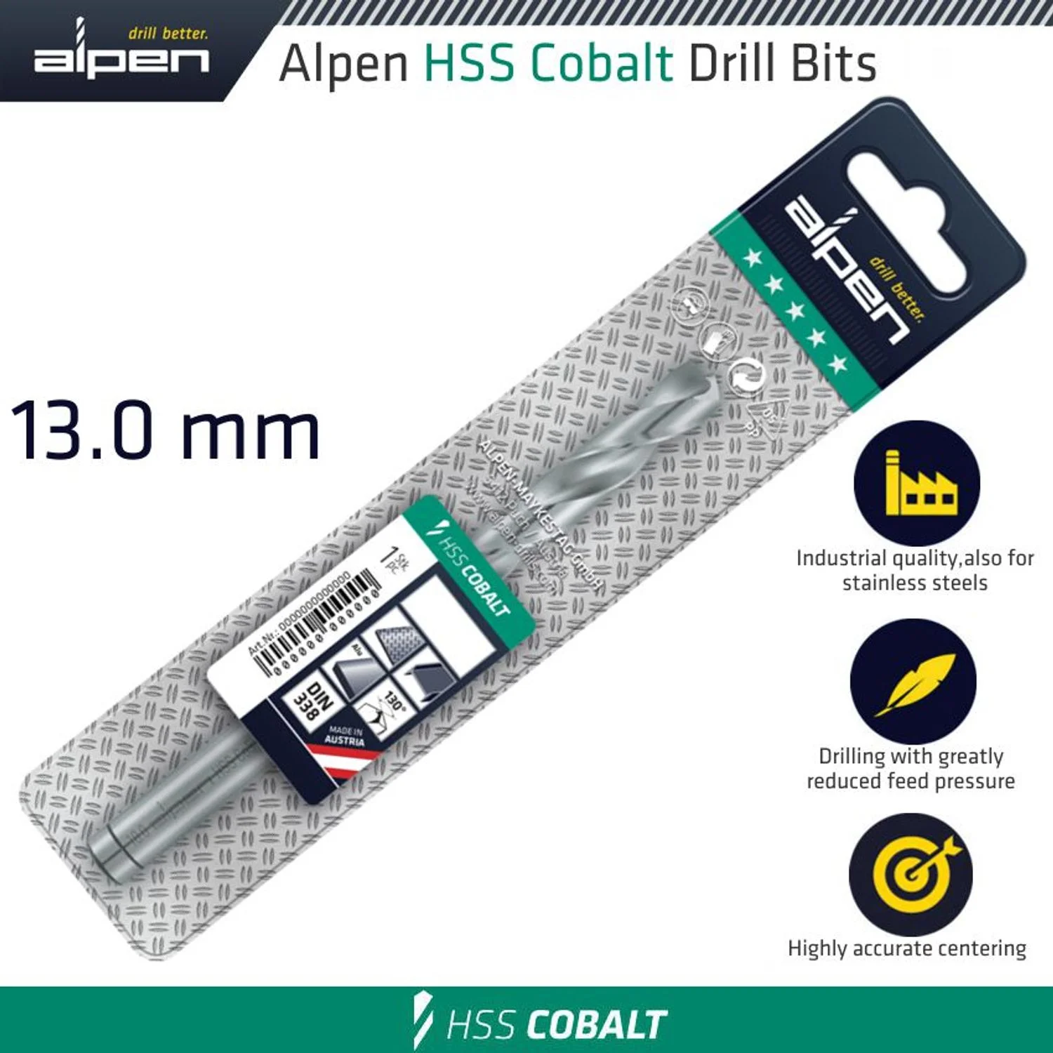 ALP62313.webp HSS COBALT DRILL BIT 13MM - Image 1