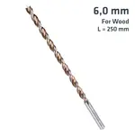 TIMBER TWIST 6MM X 250 LONG WOOD DRILL BIT SLEEVED