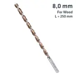 TIMBER TWIST 8MM X 250 LONG WOOD DRILL BIT SLEEVED
