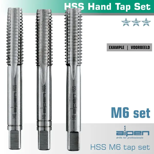 HAND TAP SET IN POUCH M6 HSS 1.0MM PITCH