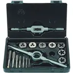 TAP and DIE SET 16 PIECE M3 - M12 HSS WITH DIE HOLDER and TAP WRENCH