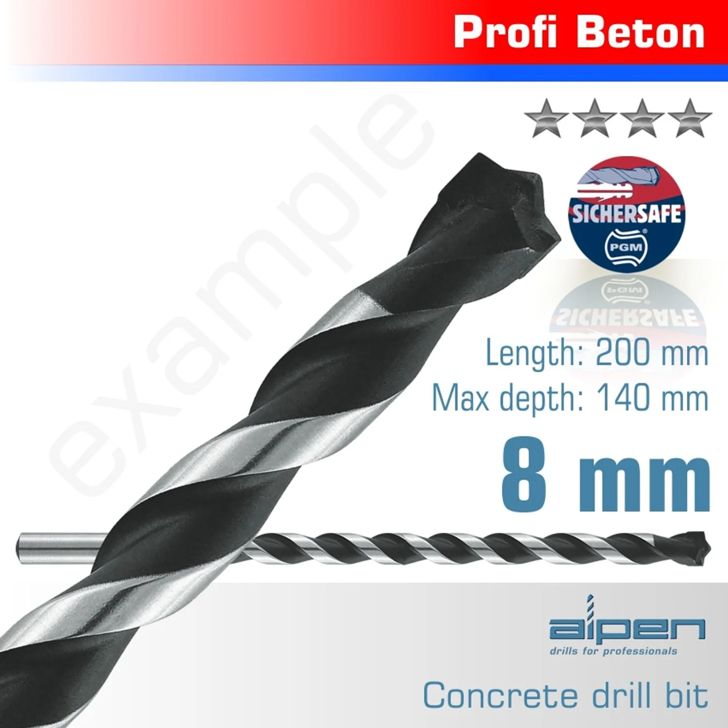ALP73708.webp CONCRETE 8.0 X 200MM PROFI BETON DRILL BIT MASONRY - Image 1
