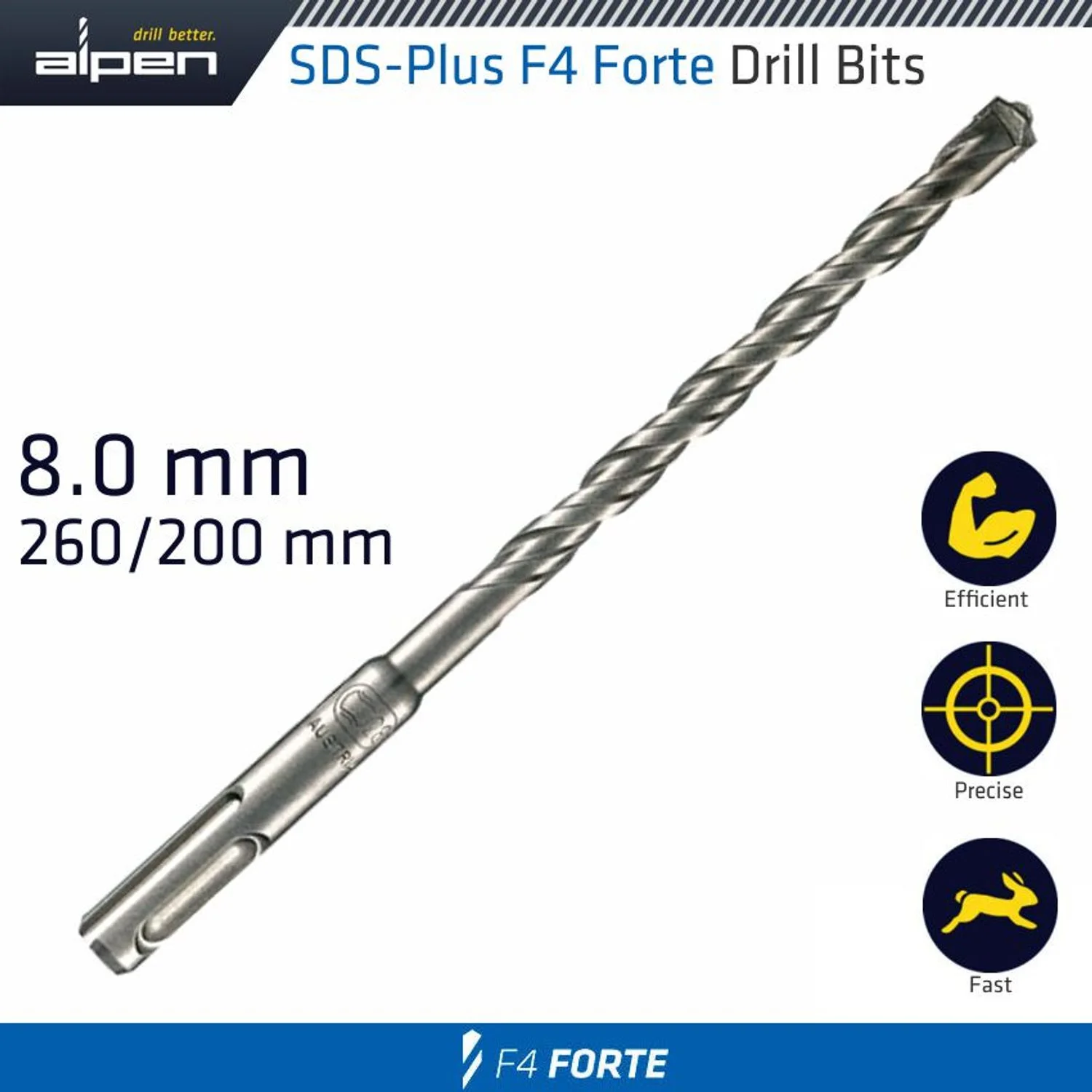 ALP77108.webp SDS PLUS BIT 260 X 200MM 8MM BULK - Image 1