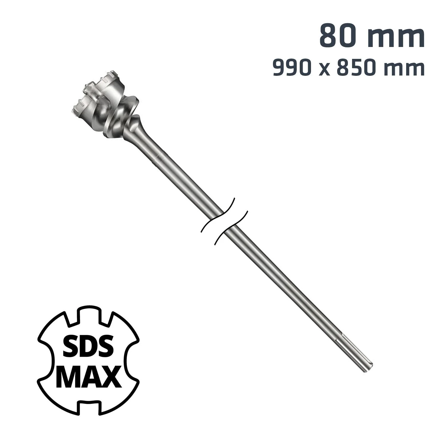 ALP886080.webp SDS MAX MILL CROWN 80MM X 990 X 850 DRILL BIT - Image 1