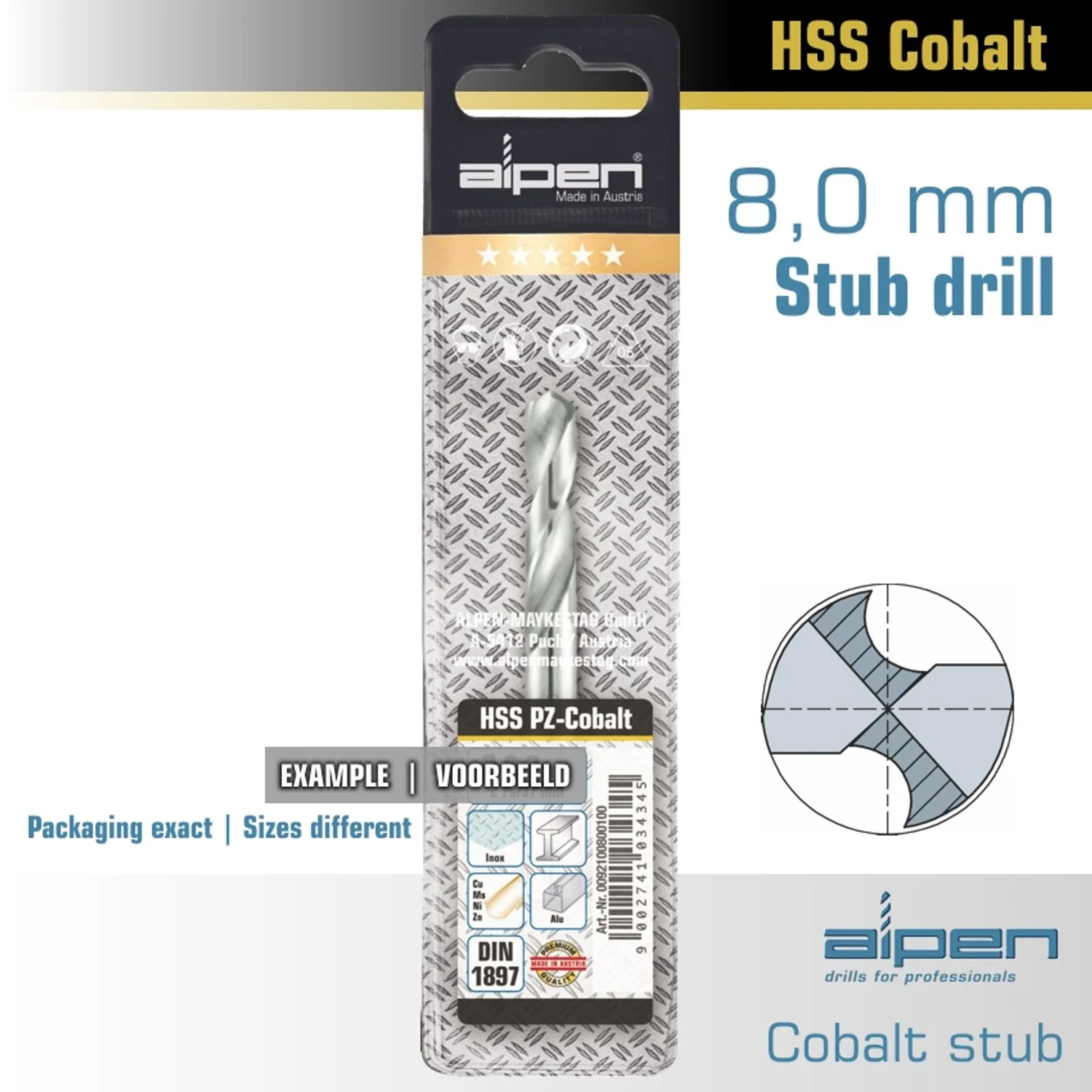 ALP92108.webp COBALT DRILL BIT SHORT POUCH 8.0MM - Image 1
