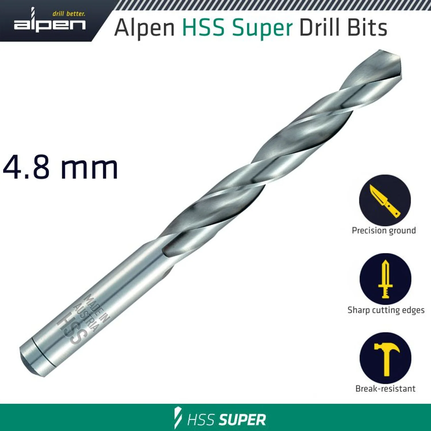 ALP951049.webp HSS SUPER DRILL BIT 4.8MM BULK - Image 1