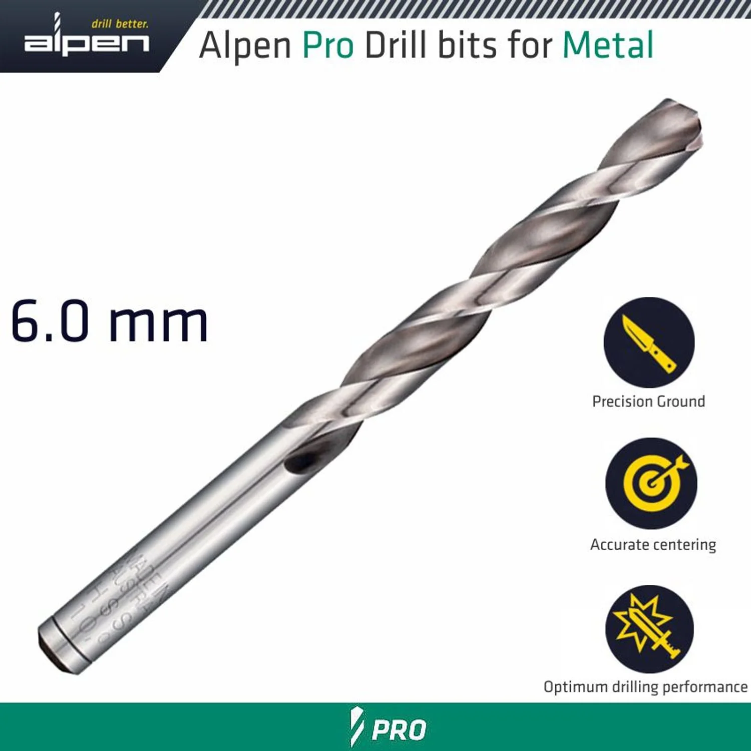 ALP954006.webp ALPEN PRO 6.0MM HSS DRILL DIN 338 RN 135 WITH SPLIT POINT BULK - Image 1