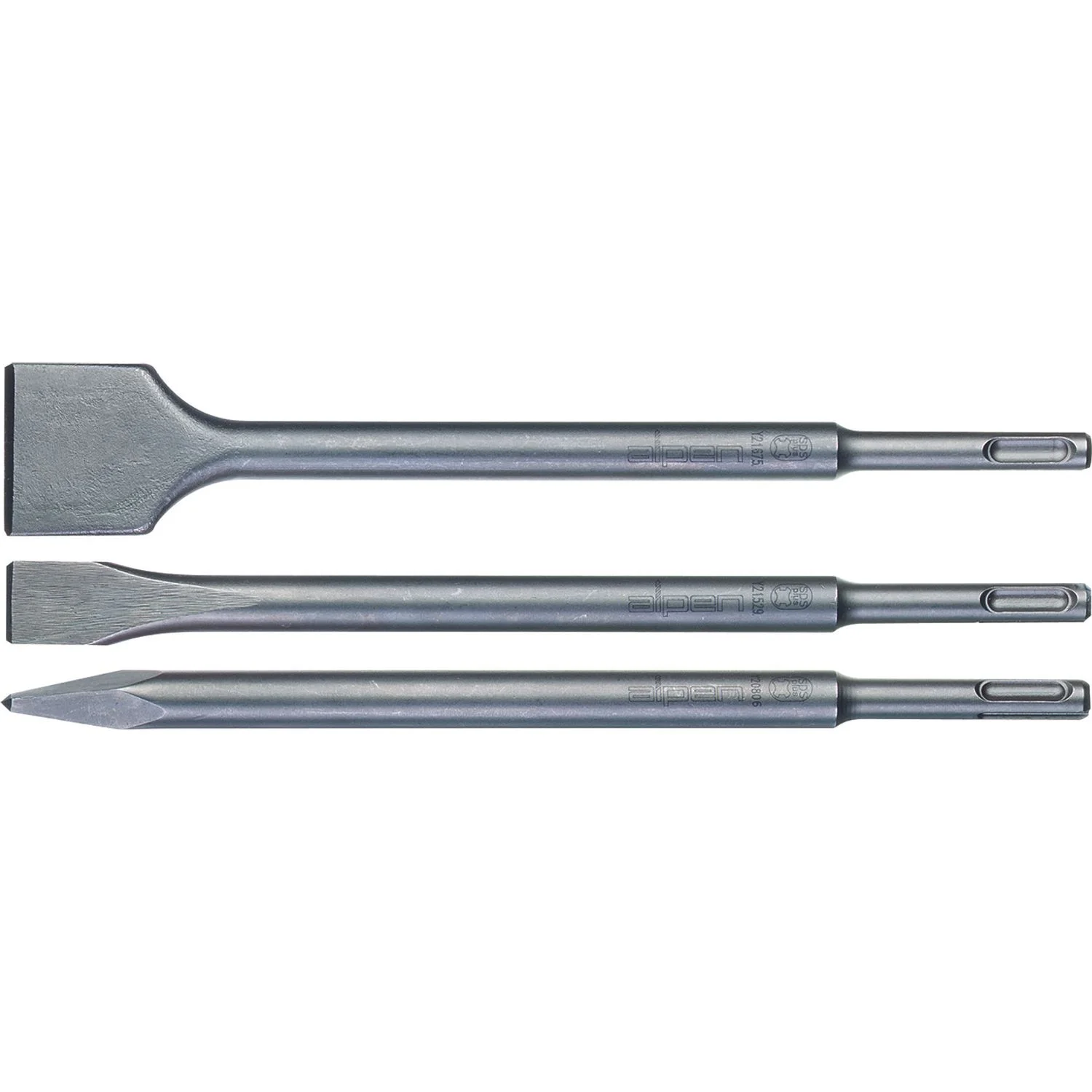 ALP980000031.webp SDS CHISEL SET PLASTIC TUBE POINT X250MM FLAT 20X250 FLAT 40X250 - Image 1