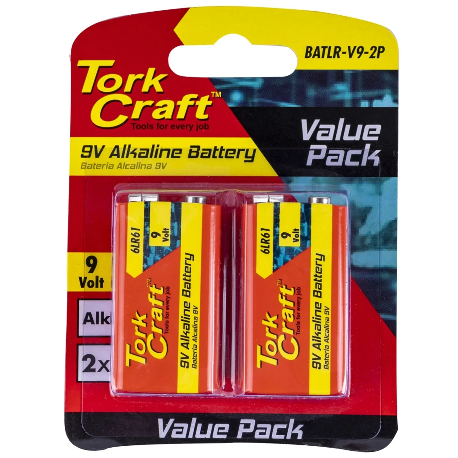 BATLR-9V-2P.webp BATTERY 9V ALKALINE X2 PER CARD - Image 1