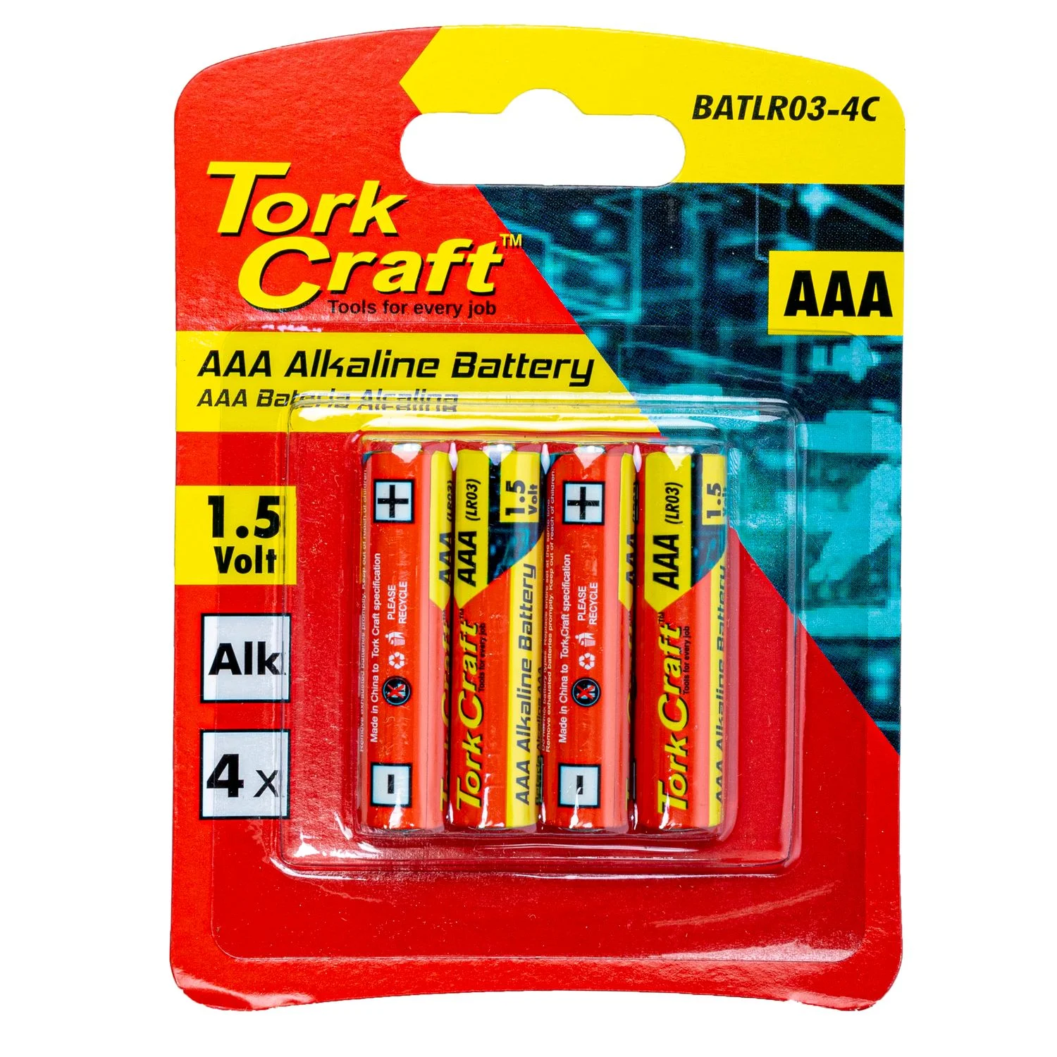BATLR03-4C.webp BATTERY AAA 1.5V 4 PACK CARDED ALKALINE - Image 1