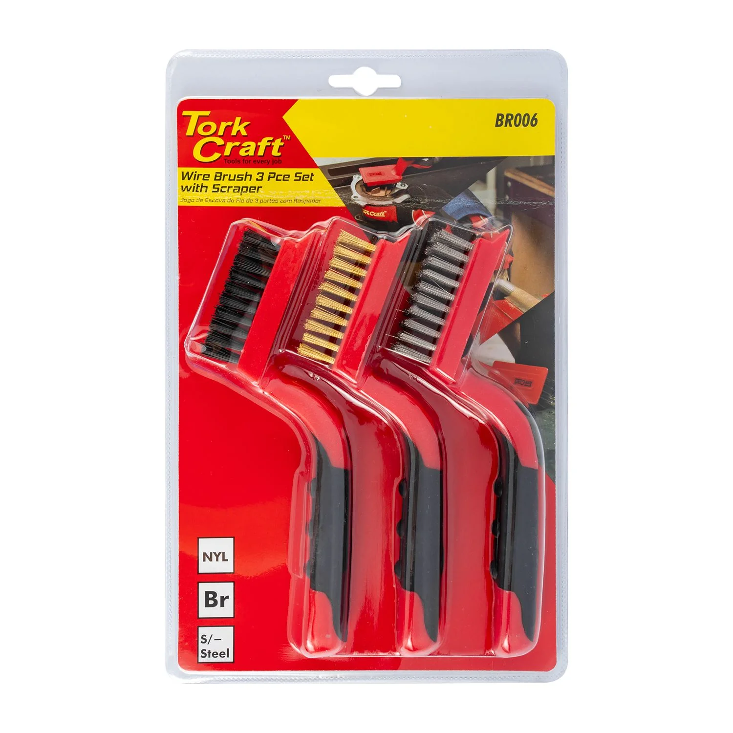 BR006.webp SOFT GRIP WIDE BRUSH SET BRASS STAINLESS NYLON IN BLISTER TCW - Image 1