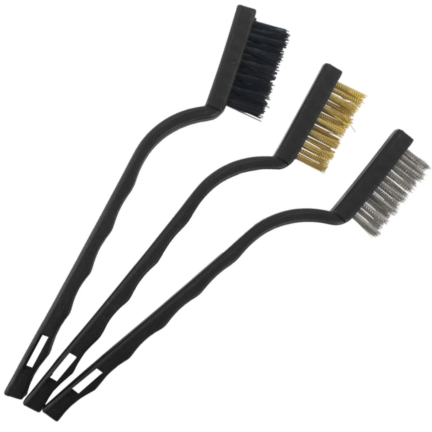 BR013.webp MINI BRUSH SET 3PC BRASS STAINLESS NYLON IN BLISTER - Image 1