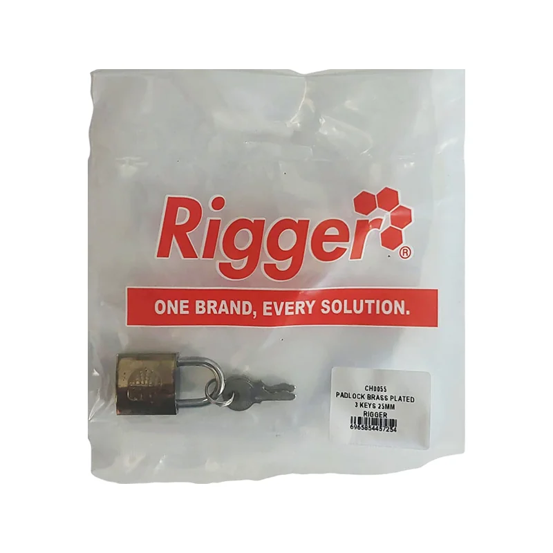 CH0055.webp LOCK PADLOCK BRASS CARDED 3 KEYS 25MM RIGGER T25MM - Image 1