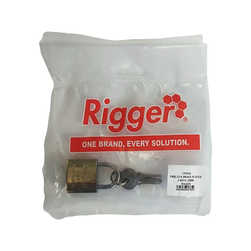 CH0056.webp LOCK PADLOCK BRASS CARDED 3 KEYS 32MM RIGGER T32MM - Image 1