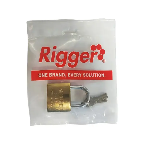 LOCK PADLOCK BRASS CARDED 3 KEYS 63MM RIGGER T63MM