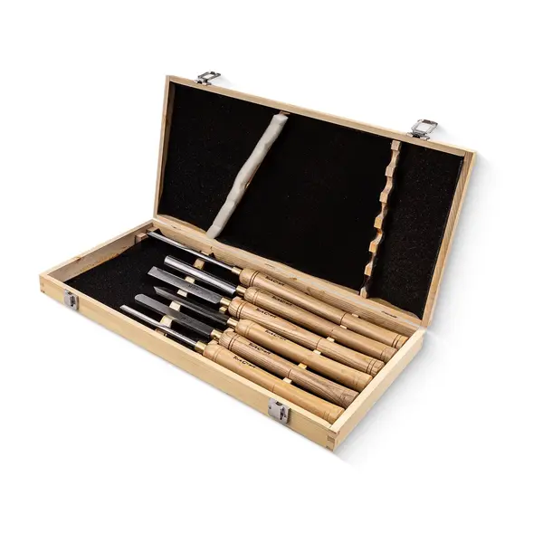 CHISEL SET WOOD TURNING HSS 6 PIECE WOODEN CASE