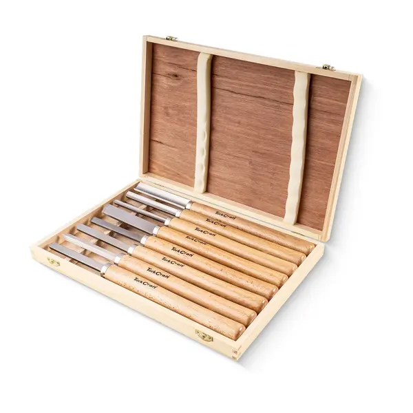 CHISEL SET WOOD TURNING 8 PIECE STD WOODEN CASE