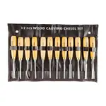 CHISEL SET WOOD CARVING 12PIECE IN LEATHER POUCH